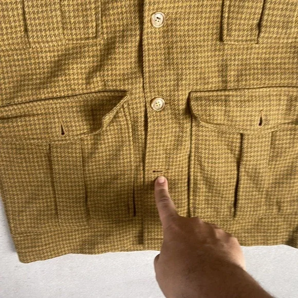 Vintage‎ 70's Woolrich Wool Blend Collared Shirt Jacket Small 4 Pockets Beige